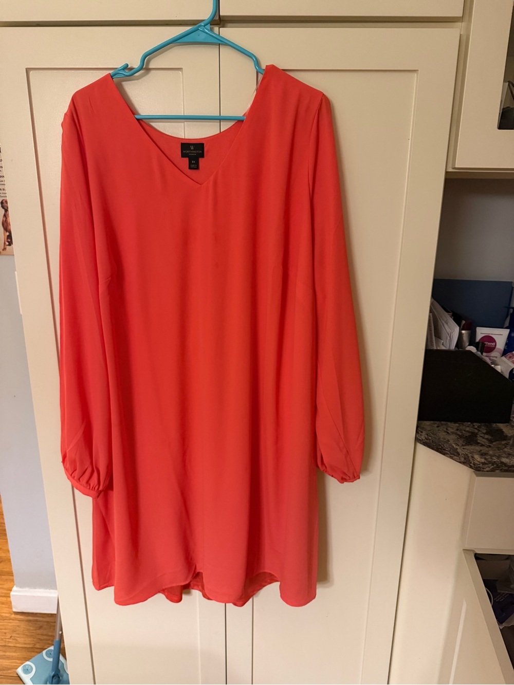 Worthington Coral V-Neck Midi Dress